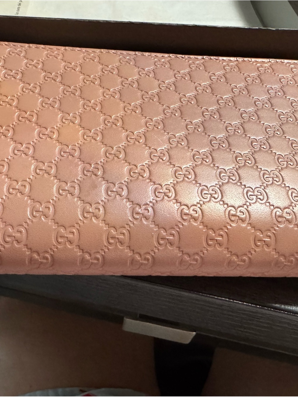 Gucci embossed GG clutch in blush coral